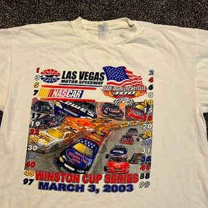 white las vegas motor speedway nascar Winston cup t shirt graphic tee vintage